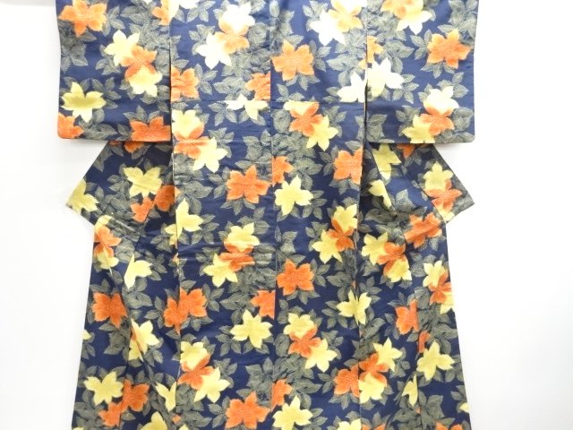 JAPANESE KIMONO / TSUMUGI / WOVEN FLOWER